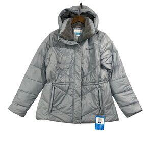 NEW Columbia Womens L Omni-Shield Insulated Puffer Jacket With Hood Gray